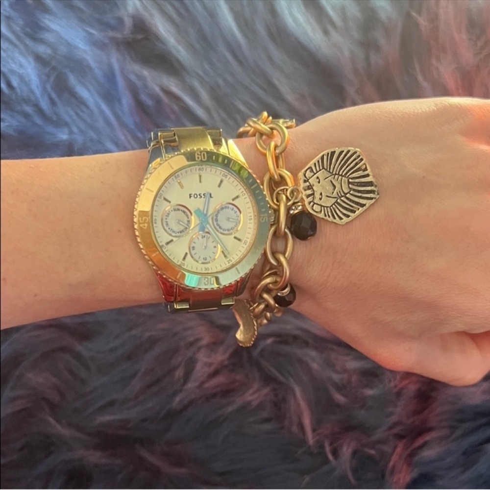 Fossil Gold Women's Watch and Disney bracelet